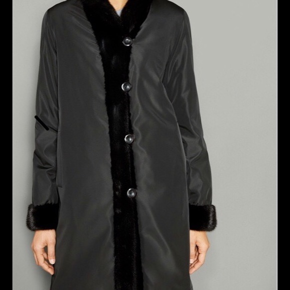 Reversible Mink Fur Coat Black/Black - Picture 8 of 8